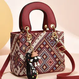 StyleCast Geometric Textured Two Handles Bucket Handheld Bag-image-7