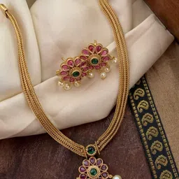 fashion trends 22K Gold-Plated American Diamond Studded Jewellery Set-picture-17