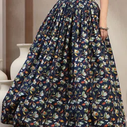 SUNEKH Self Designed Cotton Flared Maxi Skirts-picture-25