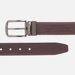 Allen Solly Men Solid Textured Leather Belt image 3