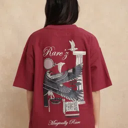RAREISM Women Graphic Printed Round Neck Cotton Oversized T-shirt-image-22
