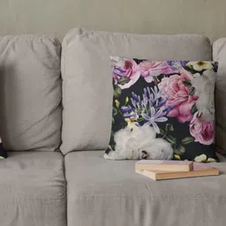 THEYAYACAFE Pink & White Set of 2 Floral Velvet Square Cushion Covers-image-61