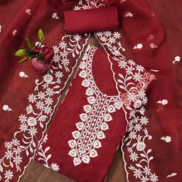 MANVAA Embroidered Organza Unstitched Dress Material-picture-38