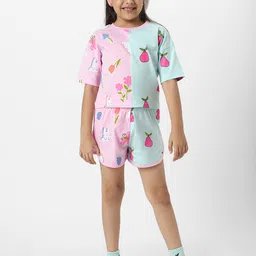 Nauti Nati Girls Printed Pure Cotton T-shirt With Shorts-picture-33