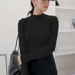 Moda Rapido Women High Neck Pockets Slim Fit T-shirt-image-46