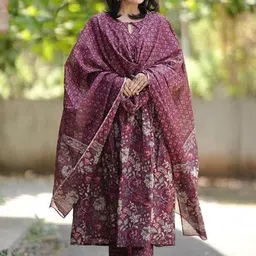 N.B.F Fashion Women Floral Printed Panelled Kurta with Trousers & With Dupatta image 2