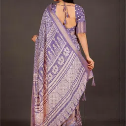 KALINI Purple Printed Silk Cotton Sarees image 2
