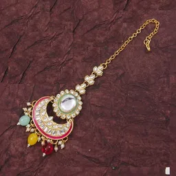 House of Pataudi Gold-Plated Kundan-Studded & Beaded Jewellery Set image 2