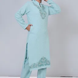 The Zigar Studio Women Ethnic Motifs Embroidered Kurta with Trousers image 4