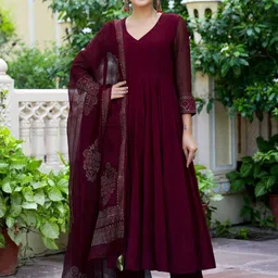 Anni Designer Women Floral Regular Kurta with Trousers & With Dupatta image 1