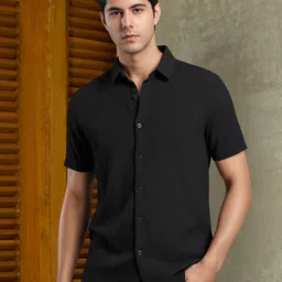 Metronaut Men Textured Regular Fit Spread Collar Casual Shirt-picture-26