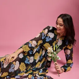 all about you Floral Print Georgette Fit & Flare Maxi Dress image 3