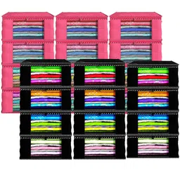 Kuber Industries Black & Pink  24 Pieces Checked Drawer Organiser image 2