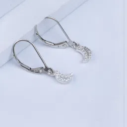 House of Aadyaa 92.5 Silver Crescent Shaped Drop Earrings-picture-36