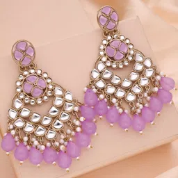 Anouk Women Gold-Plated Brass Kundan Ethnic Handcrafted Drop Earrings-picture-28