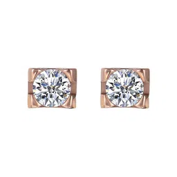 MYKI Stainless Steel Rose Gold-Plated Artificial Stones Studded Square Studs image 5