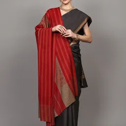 Exotic India Women Striped Embroidered Shawl image 2