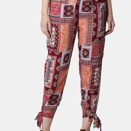 Popwings Women Ethnic Motifs Printed Relaxed Loose Fit Easy Wash Trousers-picture-38