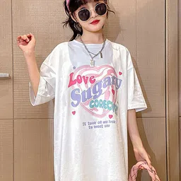 LULU & SKY Girls Typography Printed Polo Collar Pure Cotton Applique T-shirt-picture-19