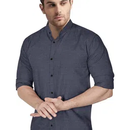 Metronaut Men Regular Fit Band Collar Solid Cotton Casual Shirt image 3