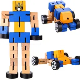 godsendgoods Trending Wooden Transformer Robot | 2-in-1 Shape-Shifting Educational & STEM Toy image 1