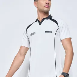 Ajile by Pantaloons Men Brand Logo Colourblocked Polo Collar Pockets T-shirt-picture-30