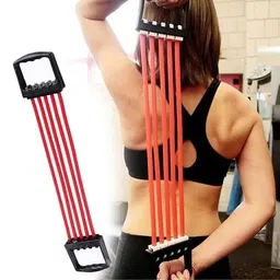 generic Adjustable Multi-Function Chest Expander | 5 Rubber Tubes Muscle Pulling Exerciser for Home Gym & Strength Training image 2