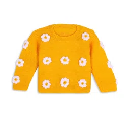 Star Lath Unisex Kids Beige With Floral Design Woolen Sweater-picture-30