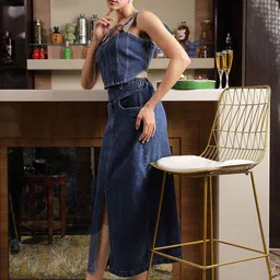 plusS Shoulder Strap Neck Cotton Top With Skirt Co-Ords image 4