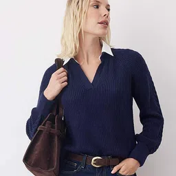 Trendyol Women Solid V-Neck Long Sleeve Pullover Sweater-image-18