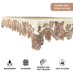 RUBOXA Cream-Coloured Anti-Skid Cotton 6-Seater Table Cover with Textured details image 2