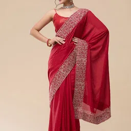 Vervee Couture Embellished Beads and Stones Tissue Saree image 5