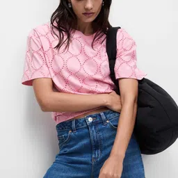 Marks & Spencer Women Self Design Round Neck T-shirt-picture-32
