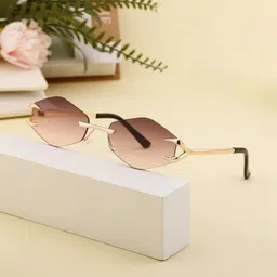 SPADEACES Unisex Brown Lens & Gold-Toned Other Sunglasses with image 4