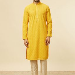 Manyavar Men Embroidered Regular Sequinned Kurta with Pyjamas-picture-46