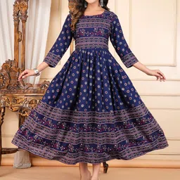 Vorcia Febtex Printed Fit And Flare Maternity Ethnic Dresses-picture-36