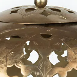 Fabindia Gold-Toned Textured Cutwork Spherical Shaped Ambient Table Lamp image 3