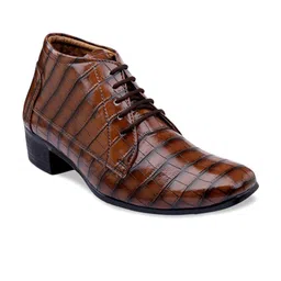 Bxxy Men Textured Heel Height Increasing Formal Lace-Up Derby Shoes image 4