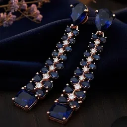 Opal Touch Rose Gold-Plated Geometric Shaped Cubic Zirconia Studded Drop Earrings-picture-49