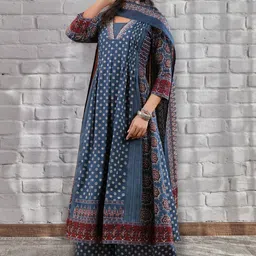 TOOCHKI Women Ethnic Motifs Printed Anarkali Kurta with Palazzo & Dupatta image 5
