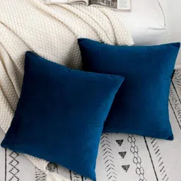 Aura Blue Set of 5 Velvet Square Cushion Covers image 5