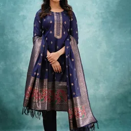 Peach Petals Women Ethnic Motifs Printed Kurta with Trousers & Dupatta-picture-0