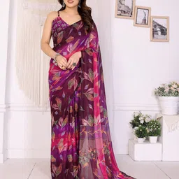 MAGNEITTA Floral Pure Chiffon Saree-image-34