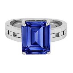 RRVGEM Blue Sapphire 5.25 Ratti Silver Plated Adjustable Finger Ring-picture-34