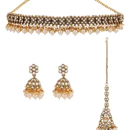 Priyaasi Gold-Plated Kundan Stones-Studded & Pearls Beaded Jewellery Set image 5