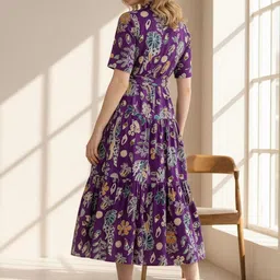 ZWERLON Floral Print Fit & Flare Midi Dress image 4