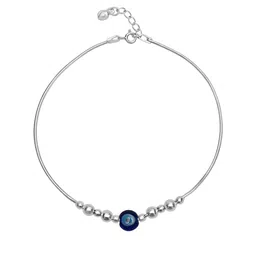 925 SILLER 925 Pure Silver Artificial Beaded Evil Eye Charm Anklet-picture-35