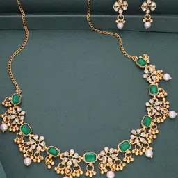 DIVASTRI Gold-Plated Brass American Diamond Jewellery Set-picture-55