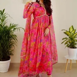 N.B.F Fashion Women Ethnic Motifs Printed Empire Mirror Work Kurta with Trousers & Dupatta-picture-10