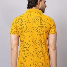 TRIUS Men Abstract Printed Polo Collar T-shirt image 3